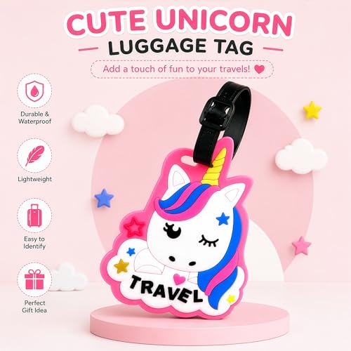 Image of Storite Silicone Luggage Tags | Cute Character Tag with Black Strap