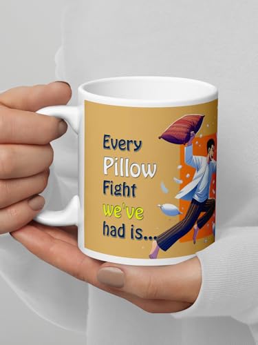 Image of Better Gift Flowers Pillow Fight Customized Mug, Round Shaped Multicolor Themed Coffee Mugs, Mug for Gifting, Gifting Items for Family, Friends & Closed Ones