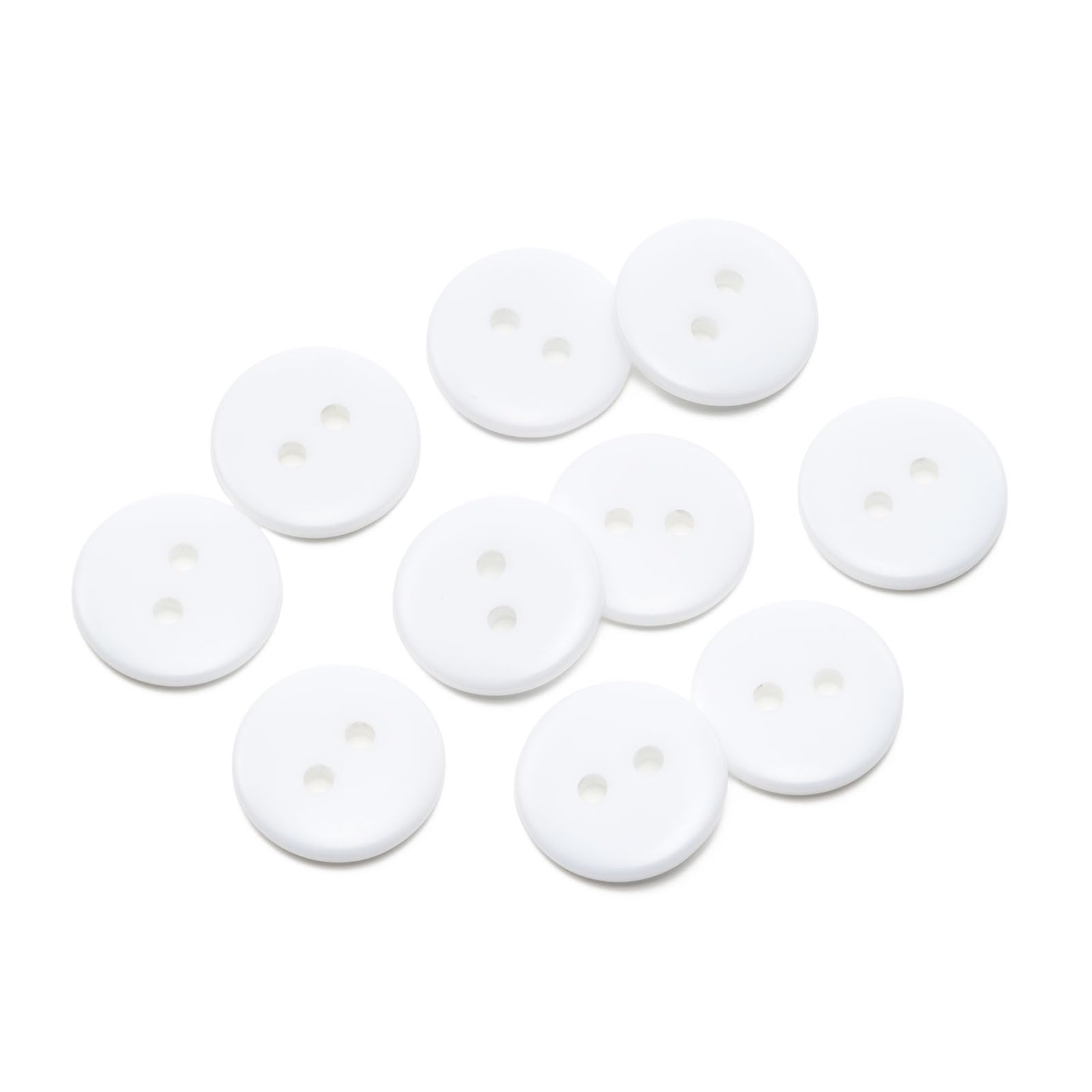 ZOUIQSS 10pcs 15mm Resin Sewing Button,2 Holes Round Craft Decorative Buttons for Coat,Clothes Holiday Decoration DIY Accessories(White 5/8inch)