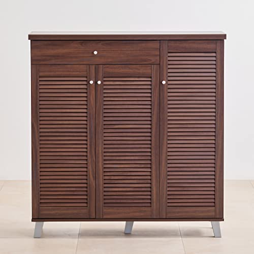 Image of Home Centre Lewis NXT 26 Pairs Shoe Cabinet with Drawer - Brown