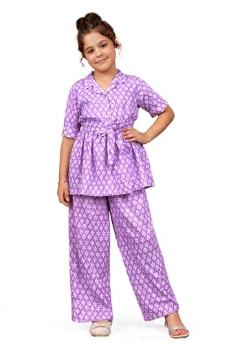 Image of Fashion Dream Girl's Cotton Blend Printed Co-ord Set|Clothing Set|Combo Set|Casual Wear|Coordinate Outfit for Girls|Two-Piece Set