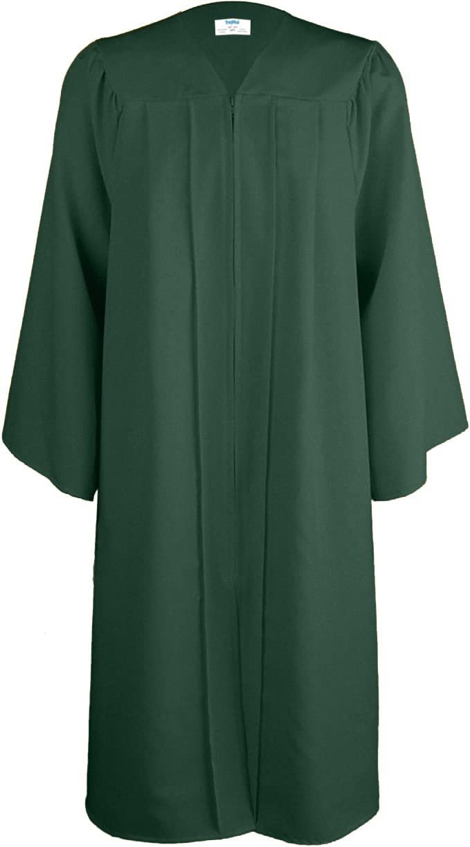 Tnghui Unisex Matte Graduation Gown for High School,Choir Robes for Church, Judge Robes Costume 12 Colors Forest Green