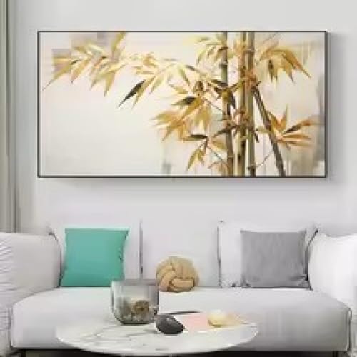 Toile texturée en bambou doré une œuvre d'art murale raffinée pour intérieur chic