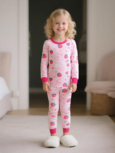 Little Hand Toddler Girls Pajama Cute Dinosaur Pjs Strawbeery Jammies Kids Kitty Cat 2 Piece Flamingo Sleepwear Sets Age 2-73
