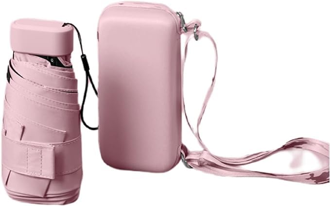 Guarda chuva de Bolso Ultra Compacto e Versátil – Mini Guarda-chuva Dobrável com Proteção UV, Leve e Portátil – Inclui Estojo EVA Estilo eva para Chuva e Sol (ROSA)