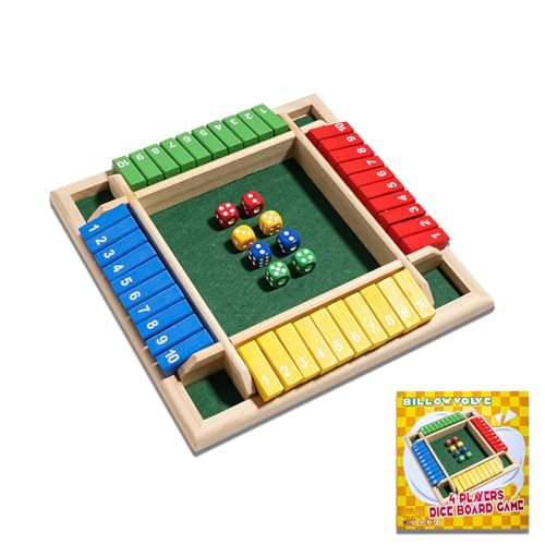 Image of Shut The Box Dice Game 1-4 Players 10 Numbers Wooden Dice Game Traditional Bar Table Mat Game Enhances Math and Decision-Making Skills for Kids and Adults