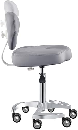 Miniatura 5 de Dir Taburete médico ajustable multiusos taburete de rodillo para salón y spa con ajustes de respaldo Zen - Gris