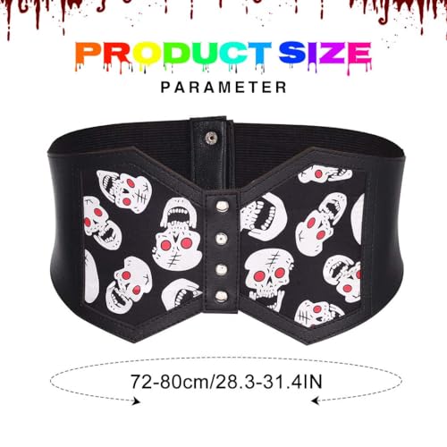 COSYDAYS Black Waist Corset Belt Plus Size Halloween Corset Belt Skull Stretch Waistband Accessories for Women2