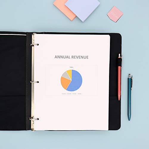 blue sky proview legacy black 3 ring binder letter size 134 textured faux leather cover built-in pockets holds 175 sheets 94029