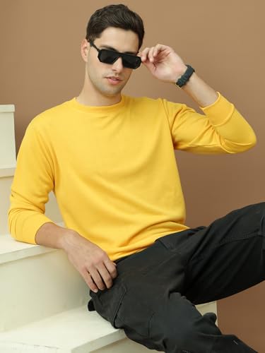 Image of Mack Jonney Fleece Regular Fit Solid Round Neck Sweatshirt for Men-MACK639877
