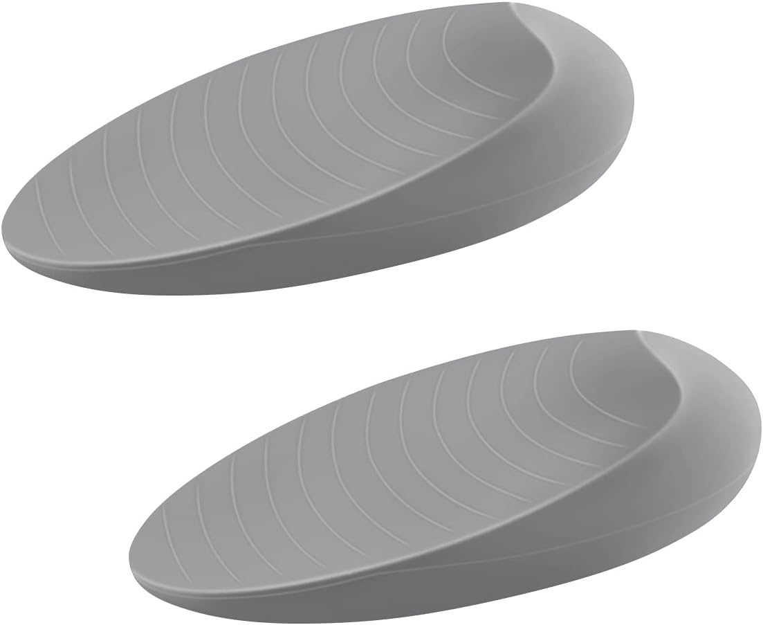 HOMOTEK 2 Pack Wedge Rubber Door Stoppers Grey Wall Protector for Floor & Bottom of Door with Self Adhesive White Holder, 5"x1-9/16"x1-5/16" Heavy Duty Door Stops (Gray) : Office Products