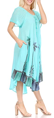 Image of Sakkas Kai Palm Tree Caftan Tank Dress /Cover Up