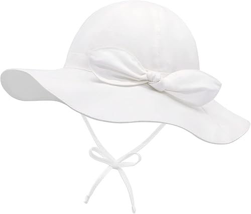 Sombrero de sol para bebé, niña, sombrero de sol para niños, niñas, sombreros de ala ancha, sombrero de playa UPF 50+ de algodón