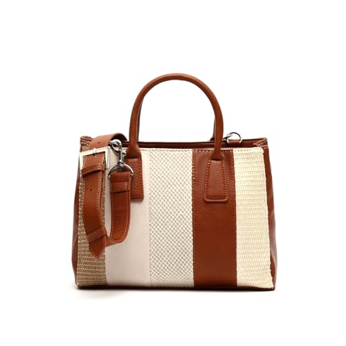 MISAKO Lareni bolso tote efecto rafia con asa bandolera extraíble ED. Mujer - Lareni Camel 20x27x11 cm