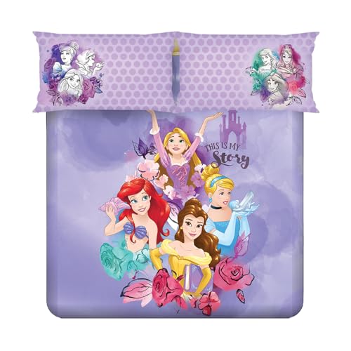 Image of Sassoon Disney Princess Story Digital Printed 100% Cotton Bedsheet with 2 Pillow Covers in 300TC