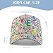 Kids Baseball Cap Alphabet Pattern Bright Fashion ColorfulAdjustable Breathable Golf Hat for Boys & Girls Age 3-8 White