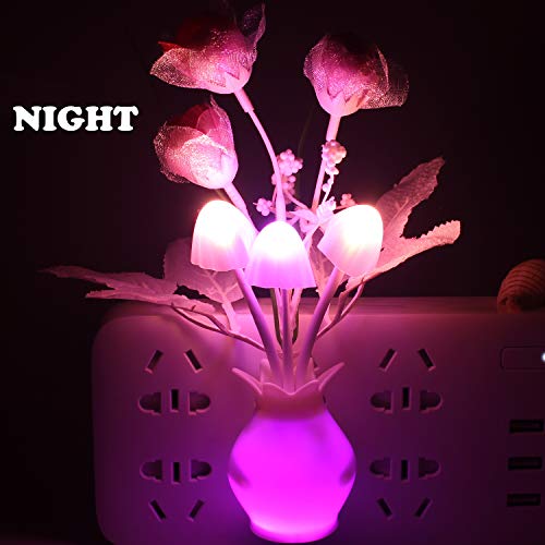 Warmstor 4 Pack Plug In Led Night Light, 0.5W Energy Saving Lamp Tulip Clove Pomegranate Flower Mushroom Nightlight Auto Dusk To Dawn Sensor For Kid Adult Bedroom,Living Room,Bathroom,Kitchen,Hallway #TOP2