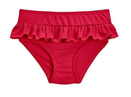 Made in USA Girls' Swimwear Ruffle Swim Briefs Bikini Bottoms Beachwear Swimming Suit, Red, 3T