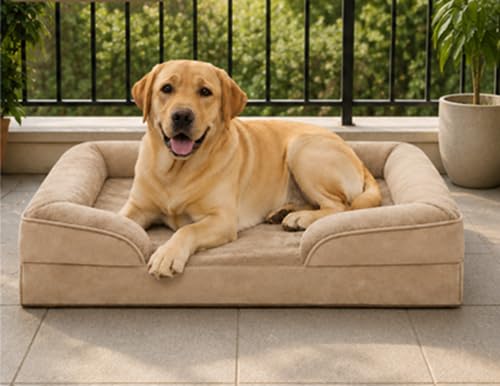 Image of PawHaven Dog Bed Comfortable Dog Mattress for Sleeping, Washable pet Bed for Dogs (Beige Color, 47x29x3 inch)