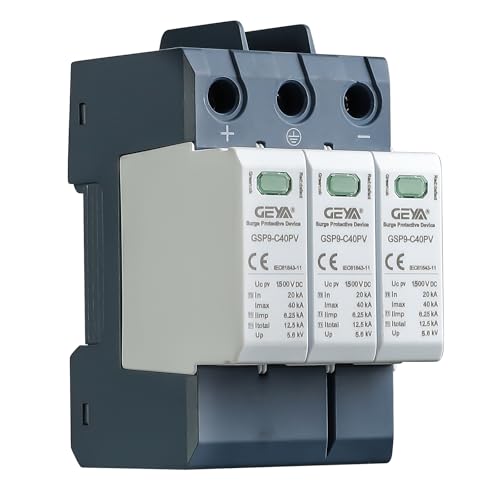 GEYA Solar PV Low Voltage Surge Protector Din Rail 20KA-40KA Surge Arrester Lightning Protector SPD DC (3P,DC1500V)