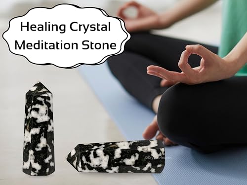 Image of Certified Black and White Tourmaline Crystal Tower Obelisk Point for Chakra, Healing and Balancing - AAA Grade Original Certified Gemstone Agate for Reiki Meditation Yoga Spiritual (2-3 Inches)