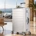 Travelhouse Oslo großer Aluminium Reisekoffer Silber L-75cm Hartschalenkoffer Reisetrolley Suitecase Trolley Koffer 2X TSA Zahlenschloss 4 Doppelräder 360° Rollen Markenqualität Vol. 102L