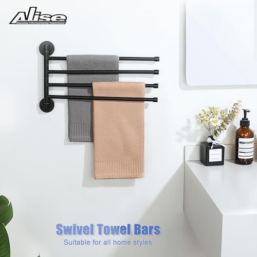 Foto de Alise Toallero giratorio, barra de toalla plegable de 4 brazos para baño, estantes de secado de montaje en pared para lavandería, soporte de toalla de acero inoxidable SUS304 para almacenamiento, (imagen 3)