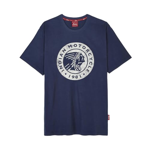 Indian Motorcycle Mens Headdress Icon T-Shirt Navy Blue 2XL