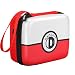 D DACCKIT Carrying Case for Pokemon Trading Cards, Fits Up to 400 Cards, Card Holder with Hand Strap & Carabiner（Red and White）
