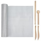 OLYCRAFT Weißes Modellierdrahtgitter 3mx30cm Aluminium Modellierdrahtgitter 0.25mm dick Aluminium Drahtgitter Rolle mit 5 Stück Holz Modellierwerkzeugen für Modellierknete DIY Projekte