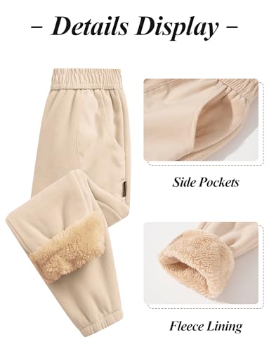 SEAUR Boys Girls Sherpa Lined Sweatpants Fleece Winter Warm Pants with Pockets Elastic Waist Joggers3