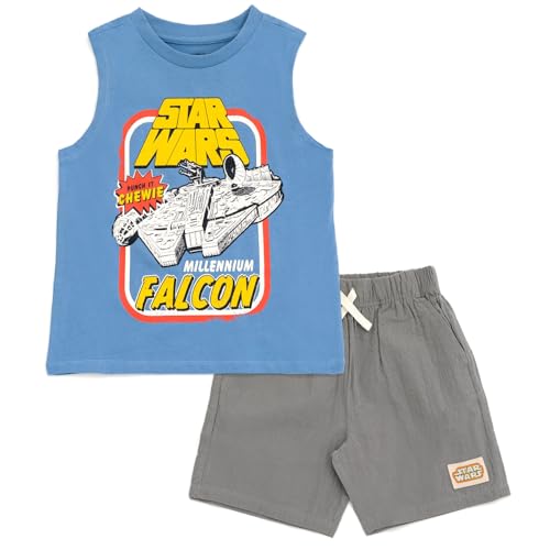 Image of STAR WARS Millennium Falcon Tank Top and Shorts Outfit Set Toddler to Big Kid Sizes (4T - 18-20)