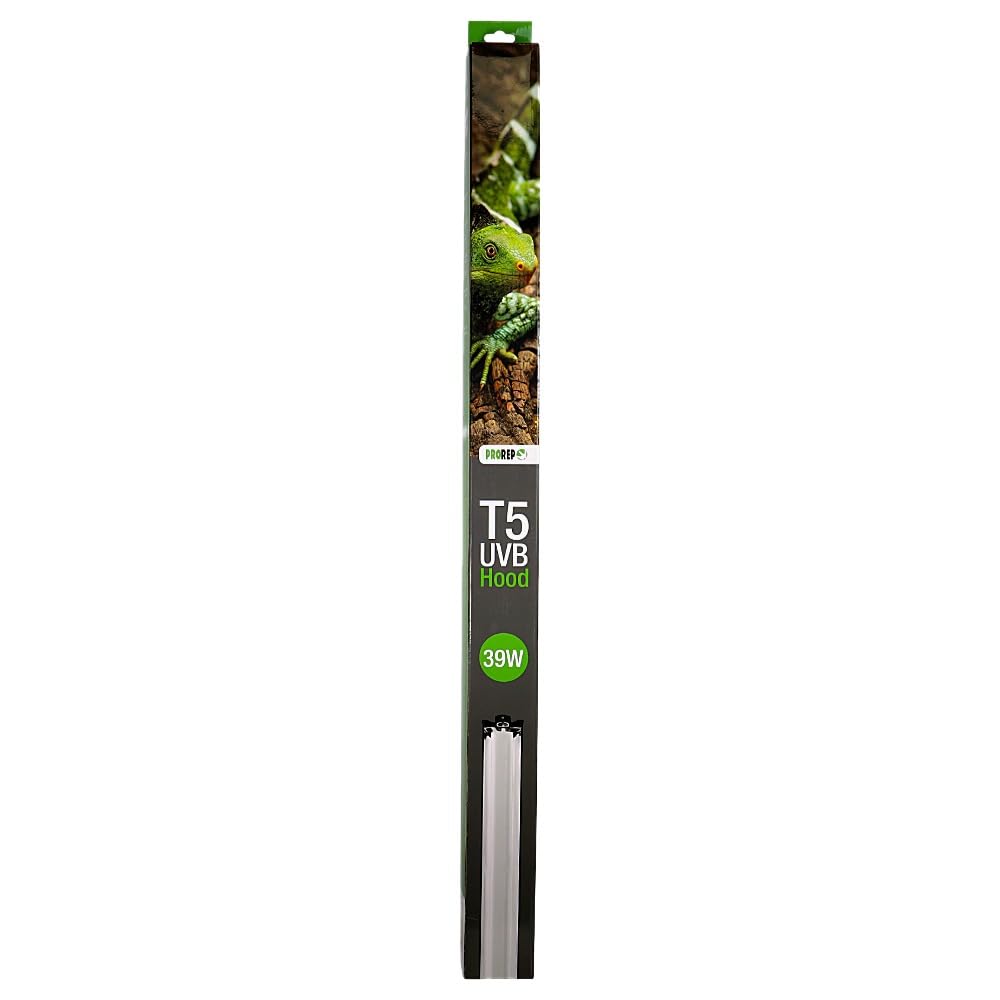ProRep T5 UVB Vivarium Lamp Hood | High-Reflectivity Aluminium Reflector | Flicker-Free Electronic Ballast | Easy Install in Wooden Vivariums & Mesh-Top Enclosures | Mounting Brackets Included (39W)