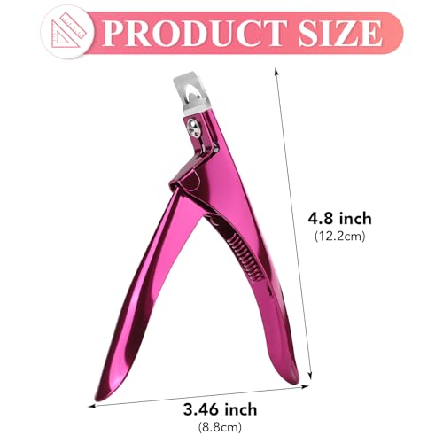 False Nail Clippers with Magnets Stainless Steel Nail Cutter for Acrylic Nail Nail Clippers with 15Pcs Small Magnets for Home Salon Nail Art (Pink) - Thumbnail 2