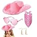 Pink Cowboy Hat Costume, Plush Cowgirl Role Play Set, 4X Fashion Western Hat with Bandana, Soft Photography Party Accessory, Cute Masquerade Outfit Piece, For Women Festivals Photos Events