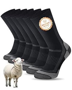 SockWaddles Merino Wandersocken Herren Damen, Atmungsaktiv Thermosocken Trekkingsocken, Merinowolle Warme Wintersocken, Gepolstert Outdoor Socken Sportsocken Anti-Blasen Arbeitssocken 3 Paar