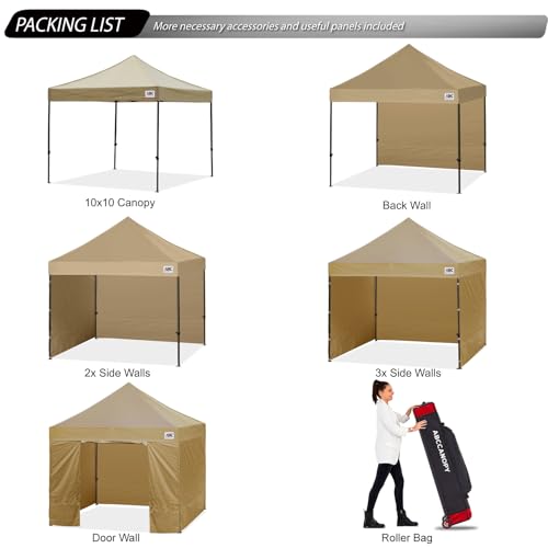 Image of ABCCANOPY Heavy Duty Easy Pop up Canopy Tent with Sidewalls 10x10, Beige