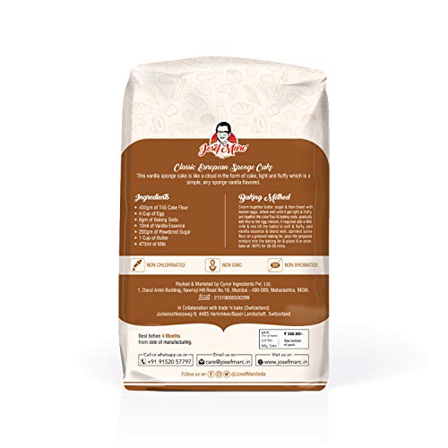 JOSEF MARC T45 Cake Flour, 2 Lbs (907Gm) - Unbleached & Low Protein Flour, All Purpose Cake Flour (Pack Of 3) Unbleached Baking Flour & Low Protein Baking Flour