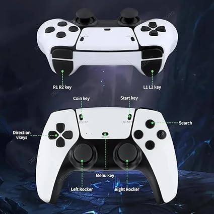 4K Ultra HD Game Stick Pro with 2 Wireless Controllers, 2.4G Gaming Console Set, White (it has very good games like contra resident evil 3 and much more/very nice quality and easy installation 4