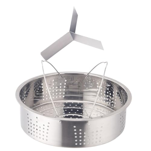 Gatuida ステンレス製衛生的二重ハンドル蒸し器ラック 電気調理器対応 全孔蒸籠 大容量割プレート付き 多機能ステンレススチーマー