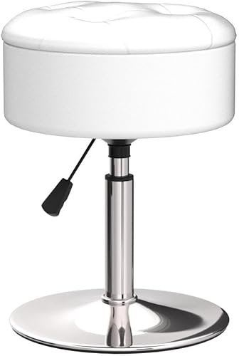 Miniatura 41 de LUE BONA Taburete giratorio de 360° para sala de maquillaje, taburete de altura ajustable para tocador con almacenamiento, pequeño cuero sintético