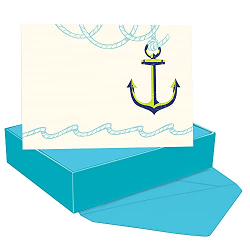 Designer Greetings Blank Note Cards, Anchors Aweigh Nautical Design (14 Blank Any Occasion Cards Or Thank You Cards With 15 Envelopes) (622-00253-000) #TOP21