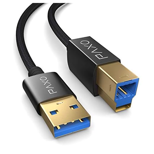 2 m nylon USB 3.1 (USB 3.0) skrivarkabel, svart, USB A-kontakt till USB B, laddkabel, datakabel, guldkontakt