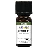 Aura Cacia Organic Grapefruit Essential Oil, 100% Pure Citrus Paradisi Oil - Fresh Fruity Aroma for Diffusers, Body Care, Cleaning and DIY Blends | 0.25 Fl Oz (Pack of 1)