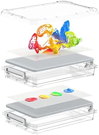 ePiiChua 2 Layer Wet Palette for Miniatures, Stackable Wet Pallets for Painting,Stay Wet Palette for Acrylic Painting.Paint Palette with 50 Wet Palette Paper&3Sponges&See-though Paint Palette with Lid