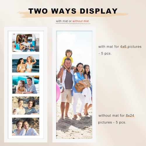 Image of Picrit 8x24 White Collage Picture Frame, Poster Frame for Wall, 3 Pack