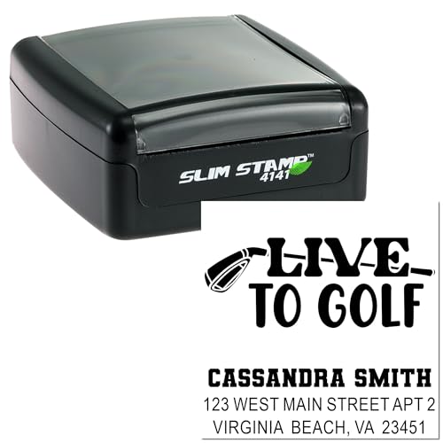 Image of Golf Life Statement Golf Address Rubber Stamp for Letters, Custom Life Statement Design, Standard 1-5 /8 Square Wood Handle, Ideal Enthusiasts and Stationery Lovers, Unique