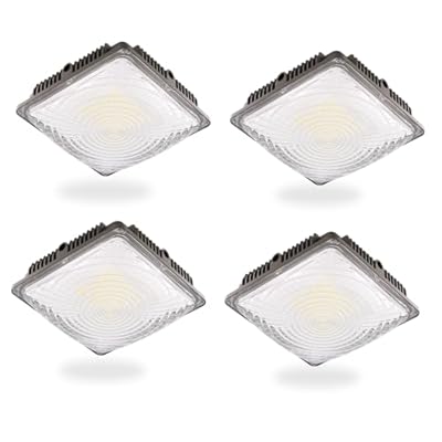 G GJIA 120W LED Canopy Light for Gas Station Light, 18000lm 0-10V Dimmable 5000K LED Canopy Lights, IP65 Waterproof Commercial Canopy Lights for Outdoor Garage Warehouse Shop Carpor UL Listed, 4 Pack