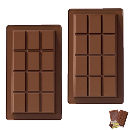 2 PCS Deep Chocolate Bar Moulds Silicone, Large Reusable Non-Stick Candy Moulds for DIY Chocolate Bars, Protein Bars, Sweets and Desserts