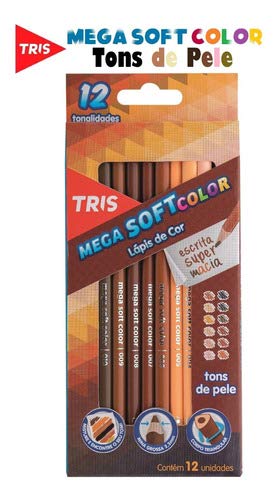 Kit Lápis De Cor Tris 12 Cores Tons Pastel + Tons De Pele